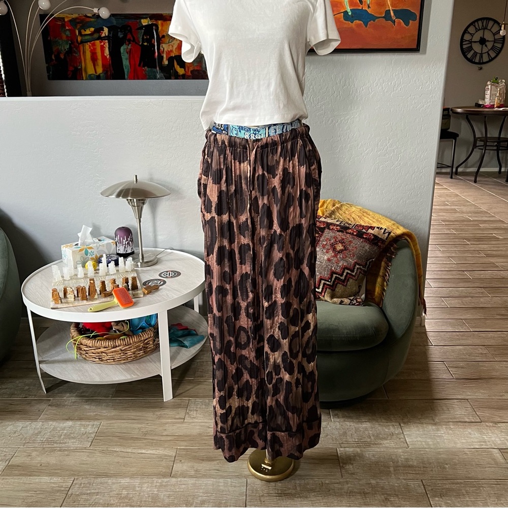 Free people all out satin leopard pants